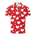 thumbnail image 4 of TaTaai Men's Valentine Print Turndown Collar Quarter Sleeve Pullover, Valentine's Day Gift, Casual Daily Outdoor T-Shirt Gift, 4 of 5