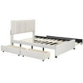 thumbnail image 6 of Full Size Upholstered Platform Bed With 2 Drawer And Trundle, Classic Headboard, Robust Plywood & , Maximize Bedroom Space, Effortless Assembly In Beige, Drawers Solid Wood Frame Construction,, 6 of 7