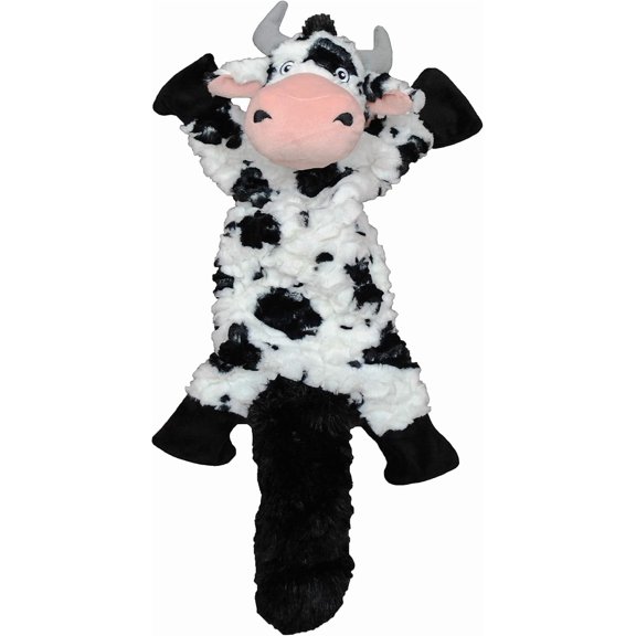 Jolly Pets Fat Tails Tug to Squeak and Crinkles Large Cow Dog Toy