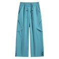 thumbnail image 3 of PIMSSY Men Casual Pants Utility Joggers High Waist Loose Straight Leg Wide Trousers Autumn Male Trendy Solid Color Slacks, 3 of 4