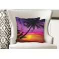 thumbnail image 4 of Ambesonne Tropical Throw Pillow Cover 2 Pack, Palm Shadow at Sunset, 20", Purple Orange Black, 4 of 6