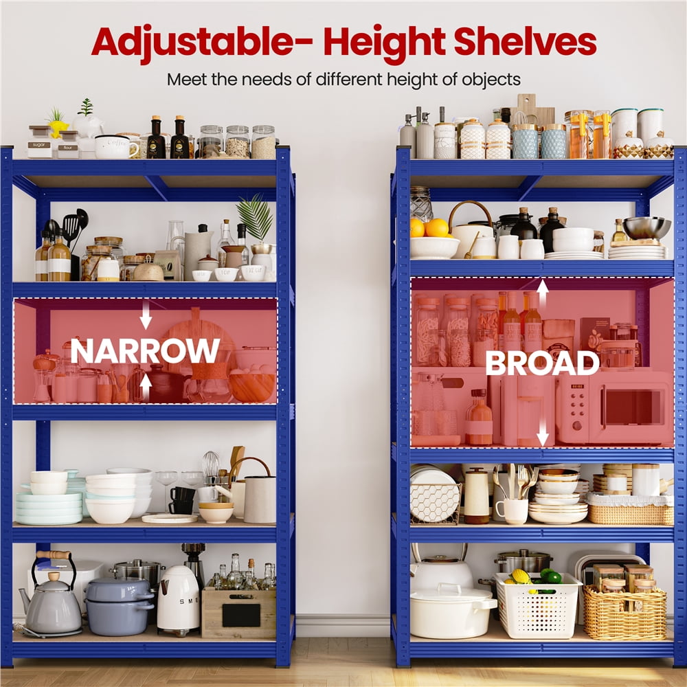 Yaheetech 5 Tier Metal Storage Rack with Adjustable Shelves, Set of 3, Blue