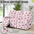 thumbnail image 3 of ZIATUBLES Recliner Cover for 3 Cushion Reclining Sofa, 8 PCS Stretch Recliner Couch Covers with Storage Pockets, Soft Fitted Furniture Protector for Living Room Decor, Cherry Daisy Pink, 3 of 9