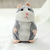 Lovely Talking Plush Hamster Toy Can Change Voice Record Sounds Nod Head or Walk Early Education for Baby gray and nodding; height:15cm