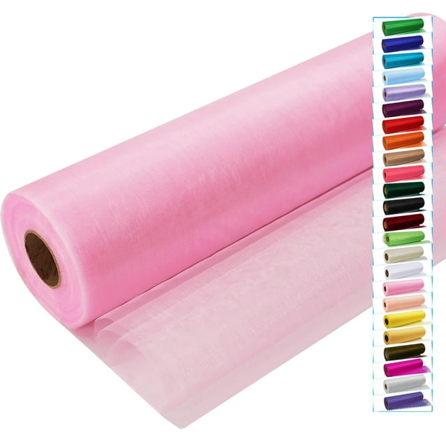 Tela IONTACH de organza de tul rosa claro, 30 cm x 46 m, rollo
