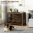 thumbnail image 2 of GIKPAL Dog Crate Furniture with Dual Rotating Bowls, Wooden Indoor Dog Kennel for Large Dogs, Sturdy Pet Crate Cage End Table, Brown, 2 of 7
