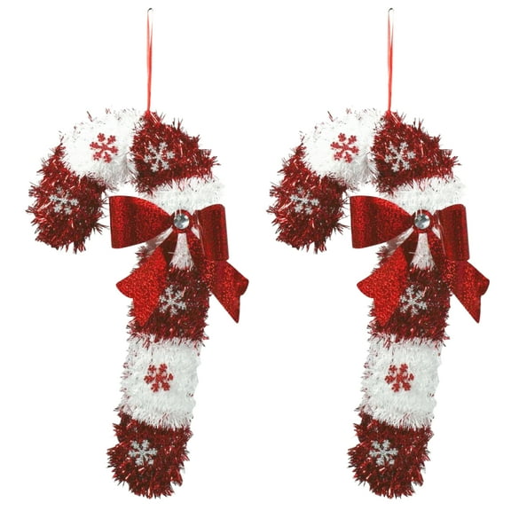JD Christmas House Tinsel Candy Cane Décor, 16.25x7.75x2.87 in., Bundle of 2