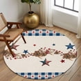thumbnail image 2 of Round Rug 7Ft Washable Non-Slip, Independence Day Circle Area Rugs for Living Room Bedroom, Red Blue Stars Stripes Flag Wood Plaid Indoor Floor Mats Carpet Runner for Home Decor Aesthetic, 2 of 8