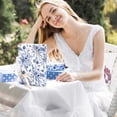 thumbnail image 3 of Burymento Blue Floral Wrapping Paper Roll, Blue and White Wrapping Paper, Elegant Vintage Toile Flower Garden Gift Wrap for Upscale, Wedding, Birthday, Baby Shower, Mother's Day (17 In X 16.5 Ft), 3 of 8