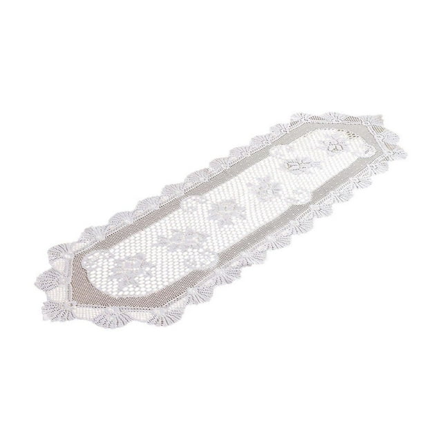 SDNall Flowers for Decoration, White Dining Table, White Hollow Lace Table Flag Beautiful Flower Tablecloth Table Flag Home Dining Table Decoration 13.78X45.28 Inches, White Lace Tablecloth