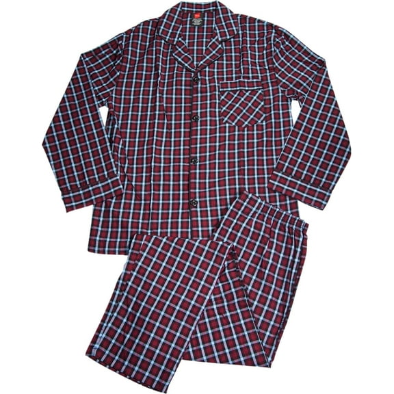 Hanes Men's Long Sleeve Broadcloth Pajama Set Ultimate Comfort 2XL