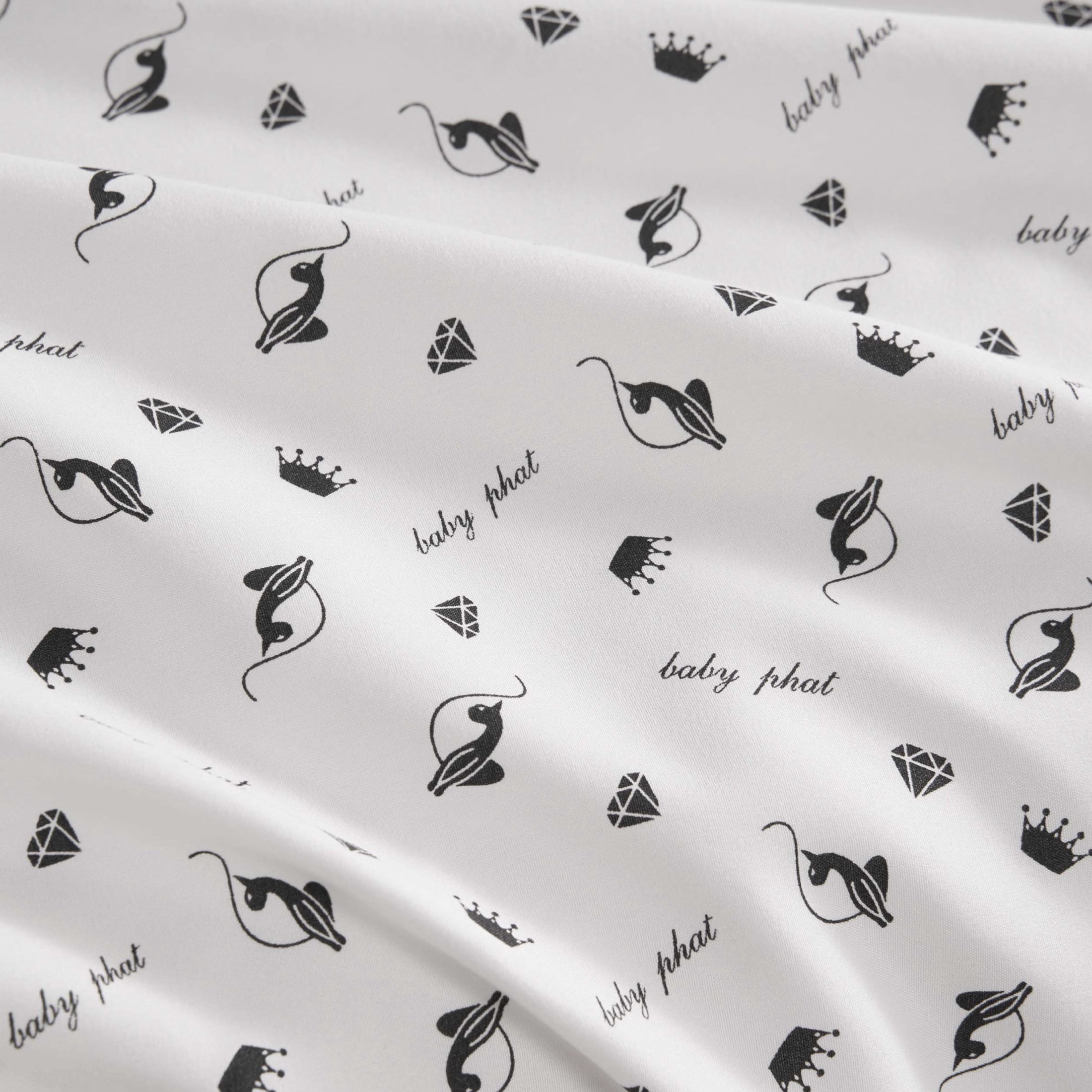 Baby Phat Printed Microfiber Sheet Sets, 4-Piece Queen, White