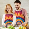 thumbnail image 3 of Colorful Tie Dye Concentric Circles Apron-Garden Aprons for Women with Pockets-Cotton Linen Waterproof Kitchen Cooking Gardening Aprons Adjustable for Kitchen,Cooking,BBQ and Salon 33x27 Inch, 3 of 7