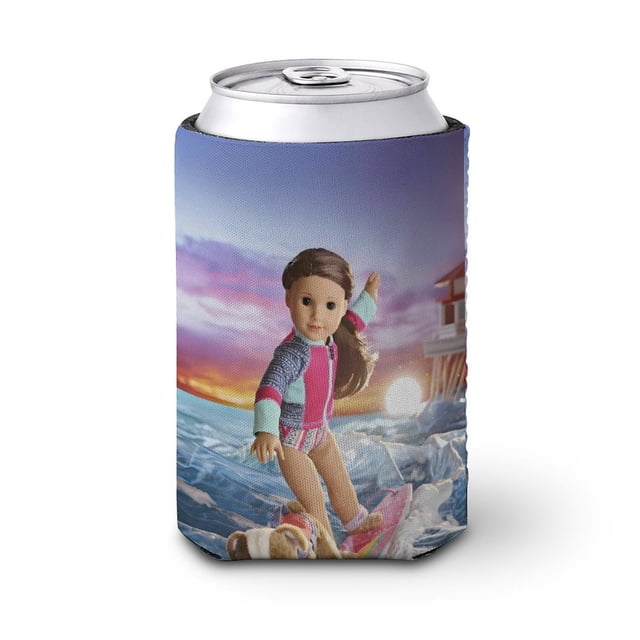 Muñeca American Girl Funda enfriadora de latas, aislante de bebidas para mantener frías o calientes, funda térmica plegable para latas, portabebidas reutilizable