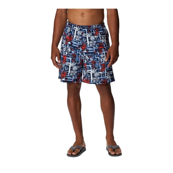 Columbia Men's Super Backcast Water Short, Collegiate Navy Punked Fish, Large