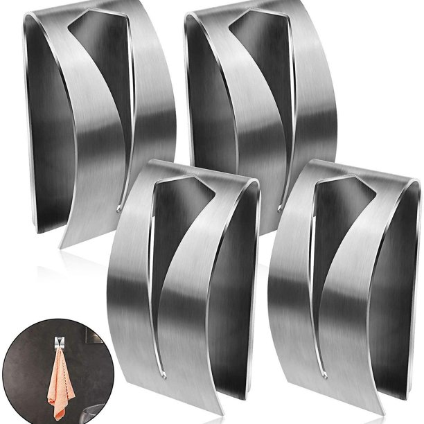 Juego de 4 porta toallas de cocina TANGJMXG acero inoxidable adhesivo gancho de baño autoadhesivo