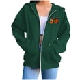 thumbnail image 6 of Halloween Jackets for Women Cute Pumpkin Printed Full Zipper Drawstring Hooded Fashion Spooky Festival Jacket with Pockets Green M, 6 of 7