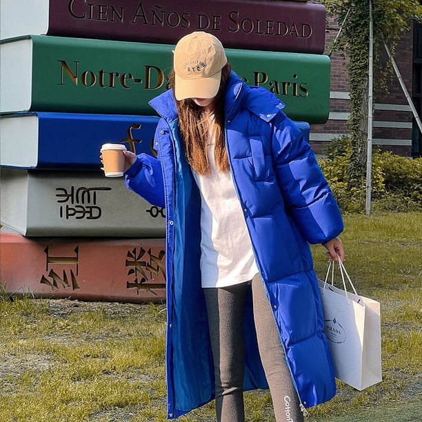 Chaqueta de algodón de invierno de estilo medio a largo, chaqueta de algodón por encima de la rodilla, chaqueta de algodón con capucha holgada y gruesa para mujer, ropa de abrigo