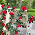 thumbnail image 3 of 4Pcs(32 FT) Artificial Rose Vine Fake Flower Garland Hanging Rose Ivy Hanging Baskets Wedding Arch Garden Background Decor (Red), 3 of 5
