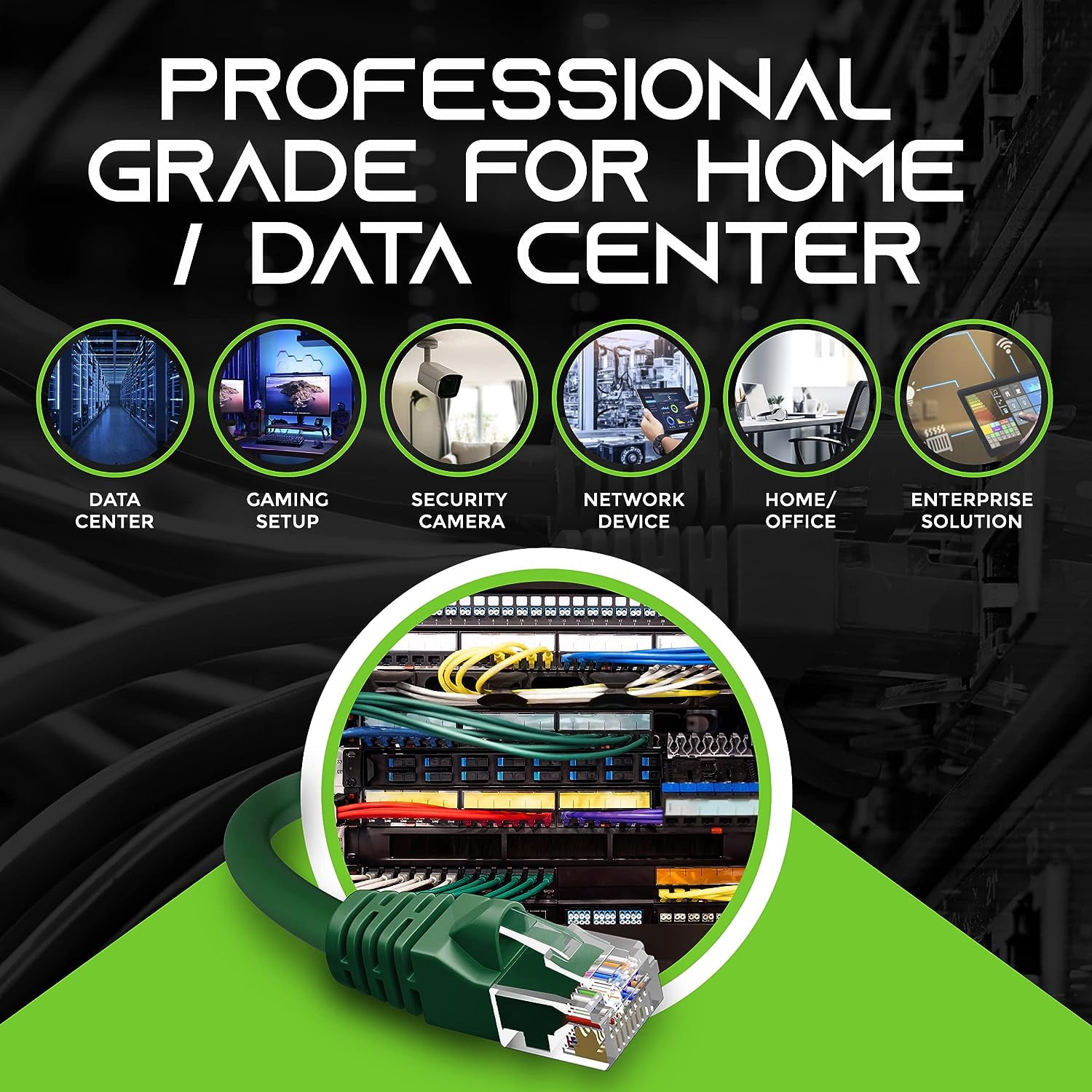 GearIT Pre-Terminated Cat 6 Ethernet Cables for Home & Office Network, Green 1-ft 20 Pack