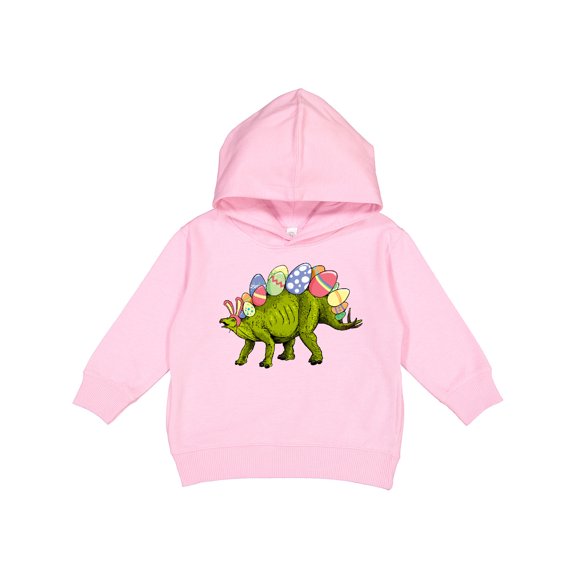 Inktastic Easter Bunny Stegosaurus with Eggs and Pink Ears Toddler Hoodie
