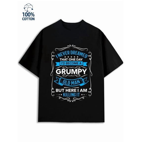 Greenink Grumpy Old Man Tee for men funny humor 180G Cotton black sixty years old work Funny Unisex Shirt Graphic tshirts Basic Unisex Shirt Graphic tshirts Classic Uni