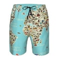 thumbnail image 4 of Disketp Men'S Swim Trunks Hawaiian Breathable Surf Beach Swimsuits Mesh Lining Beach Shorts With Pockets-World Travel Line Icons Map, 4 of 9