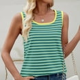 thumbnail image 5 of WCMZJ Plus Size Tank Tops for Women Sleeveless Crew Neck Striped Casual Summer Loose Tee Shirts Green L, 5 of 9