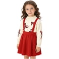 thumbnail image 4 of Girls Crew Neck Sweater Long Sleeve Glitter Bow Knitted Pullover Tops Casual Loose Comfy Stylish Clothes (3 Years, Beige), 4 of 6