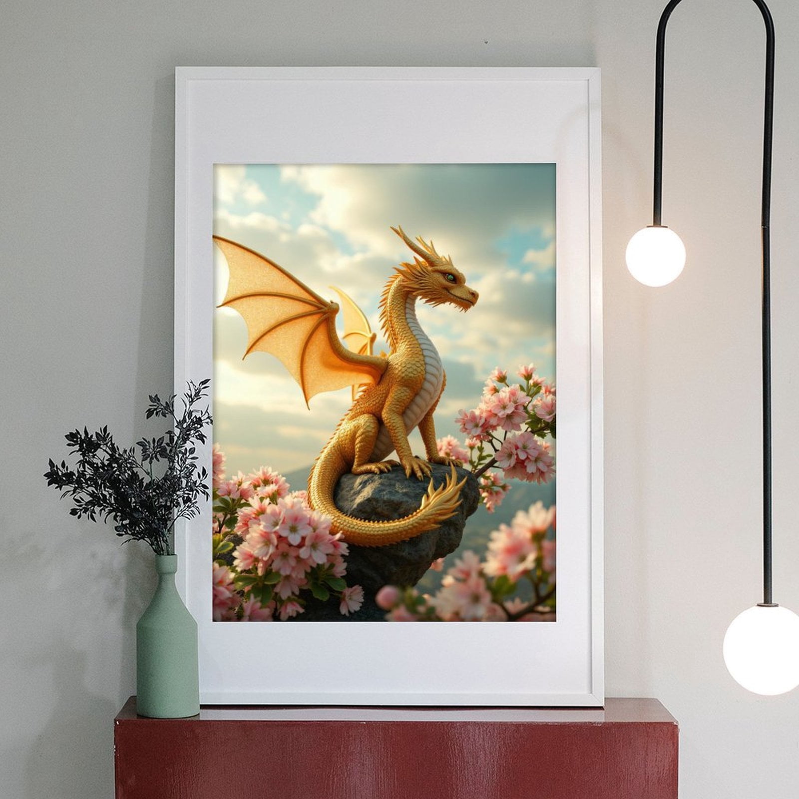 Diamond Art Kits for Adults - 5d Golden Dragon Among Blossoms Diamond Painting for Adults, Diamond Art for Adults Beginners, Diamond Painting Kits for Adults for Home Wall Decor