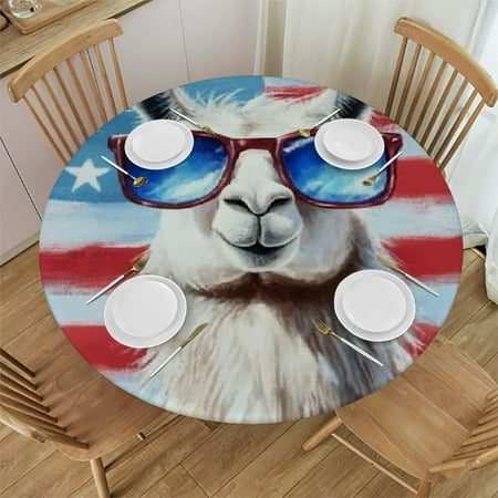 

Autua Llama Sunglasses American Flag Round Tablecloth | Stain-Resistant & Washable | Indoor & Outdoor Use | 100% Polyester Fiber | Full Width Single-Sided Printing 54 -58