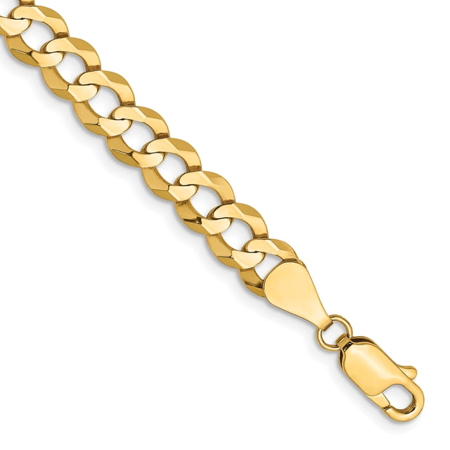 14k Yellow Gold 8 Inch 7.2mm Cuban Chain Bracelet Curb Miami