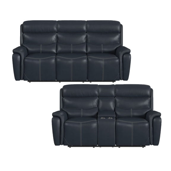 Picket House Furnishings Florin  2PC Living Room Set in Pebble Navy