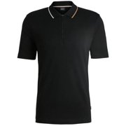 BOSS Color Tipping Zipper Polo Shirt, Black Olive, L