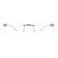 thumbnail image 2 of Mens Rimless Leopard Jewel Pin Arm Rectangle Eyeglasses Silver, 2 of 4