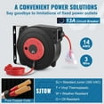 thumbnail image 3 of Retractable Extension Cord Reel 50 FT, Heavy Duty 14AWG/3C SJTOW Power Cord w/ Lighted Outlet, 13 Amp Breaker, 180° Swivel for Wall/Ceiling Mount, 3 of 6