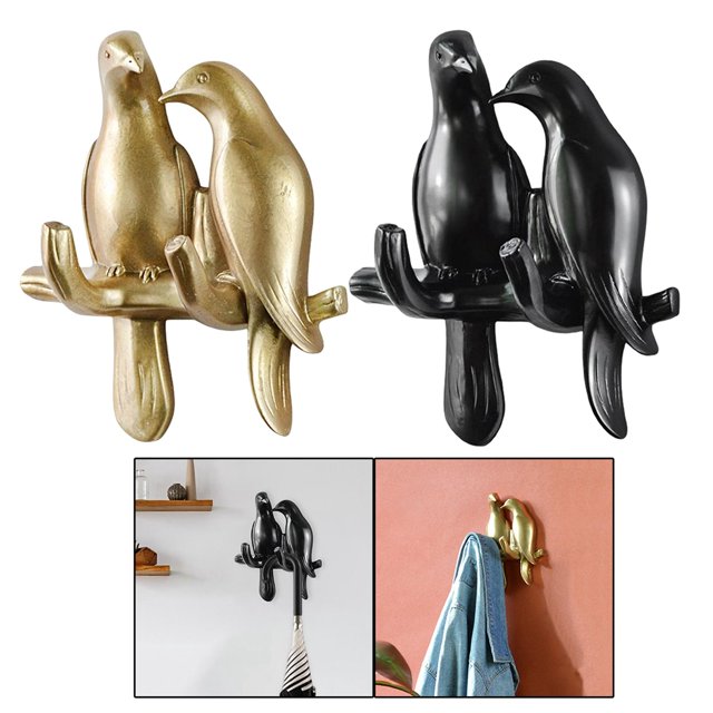 2 uds. Colgador de almacenamiento de ropa gancho de pájaro para sombrero de Negro L Oro Macarena Gancho de pared de pájaro