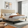 thumbnail image 3 of Sifurni King Bed Frame Upholstered Platform Bed with Adjustable Headboard, No Box Spring Needed, Beige, 3 of 9