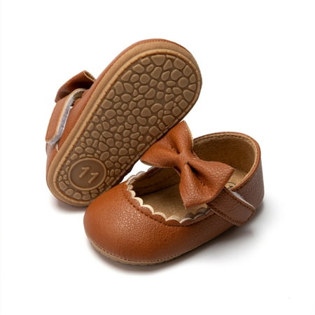 

Meckior Baby Girls Dress Shoes Infant Mary Jane Bowknot Flats None-Slip Sole Princess Shoes for Newborn 3-18 Months