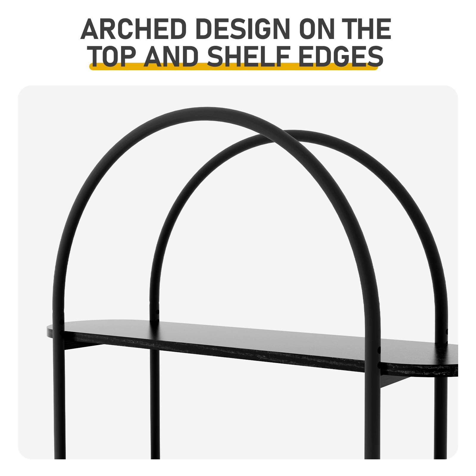 Arched Ceiling + 4-Layer Open Shelving + Double-Door Roller Shutter Display Case Display Rack with Socket (1USB+1Type-C) & Melamine Veneer & Iron Pipe Spray Paint, 31.5*13.78*70.87i, Black