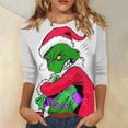 thumbnail image 1 of Chandail de Noël Abordable Corashan Chandail de Noël Laid pour Femme Nouveau Col Rond Mode Imprimé Manches 3/4 T-Shirt Imprimé Haut Ajusté Hauts Décontractés Rouge, m, 1 of 5