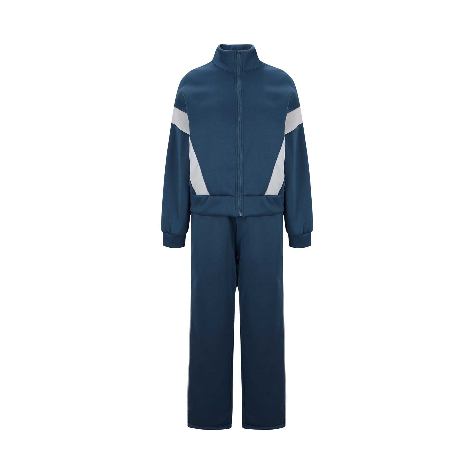 YUGYXL Womens Color Block Tracksuit 2 Pieces Outfits Long Sleeve Zipper Jacket and Pants Sportswear Sweatsuits with Pocket Blue L