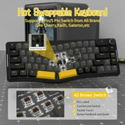 ATTACK SHARK AKS068 Alice Layout Wired Mechanical Keyboard, Gasket Mount 68 Keys Ergonomic 60% Gaming Keyboard USB-C, VIA-Programmable, Hot-Swappable Tactile Switch, RGB Backlit, Knob, NKRO, PC/MAC