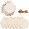thumbnail image 1 of 60 rodajas de madera natural de 3.5 pulgadas, adornos navideños de madera para bricolaje, círculos de madera preperforados sin terminar para manualidades, centros de mesa, decoraciones colgantes, 1 of 7