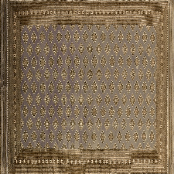 Ahgly Company Machine Washable Indoor Square Oriental Brown Industrial Area Rugs, 8' Square