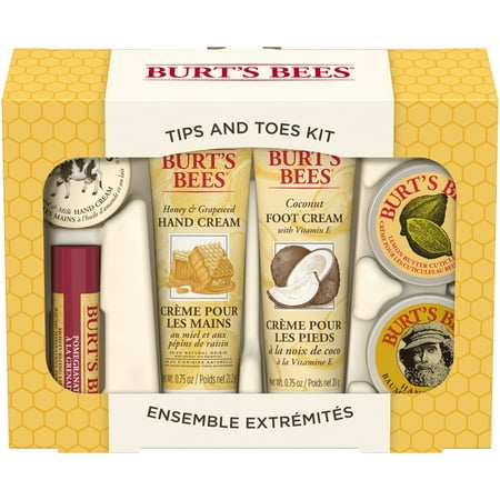 Burt's Bees Tips and Toes Kit Travel Beauty Gift Set, 6 Piece Travel Size Set