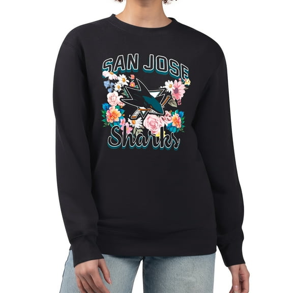 Women's G-III 4Her by Carl Banks Black San Jose Sharks Flower Logo Pullover Sweatshirt