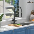 thumbnail image 3 of APPASO Black Kitchen Faucet with Drinking Water Faucet, 3 in 1 Pull Down Faucet with Purfied Water Faucet, Single-Handle High Arc Kitchen Water Filter Faucet, Matte Black (Without Filtration Device), 3 of 9