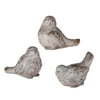 Set of 3 Assorted Off White Distressed Antique Style Chubby Bird 6"