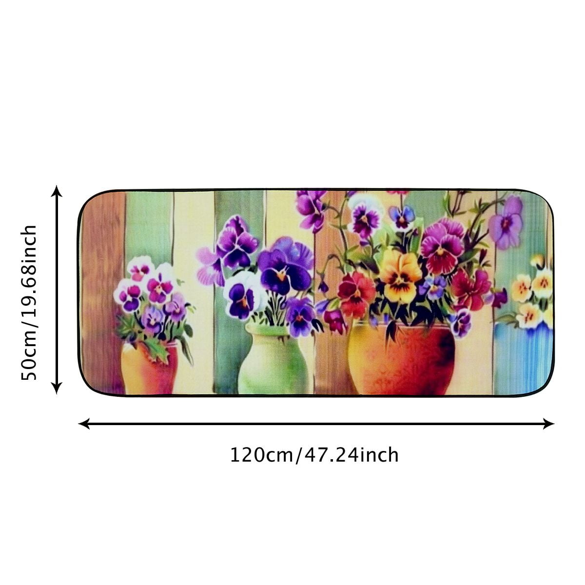 Heduofu Pansies Doormat Decorative Door Mat, Door Mat with Non-Slip Rubber Backing, Cleaning, Traps Dirt, for Entry, Patio, Garage 19.68*47.24 in